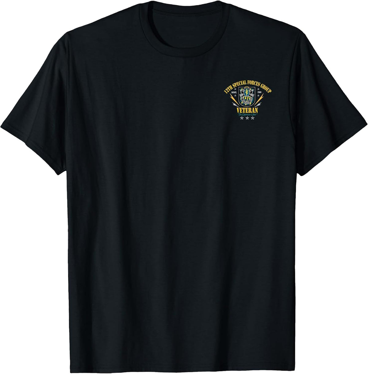 12th Special Forces Group Veteran Logo Patriotic Men Women T-Shirt - Black
