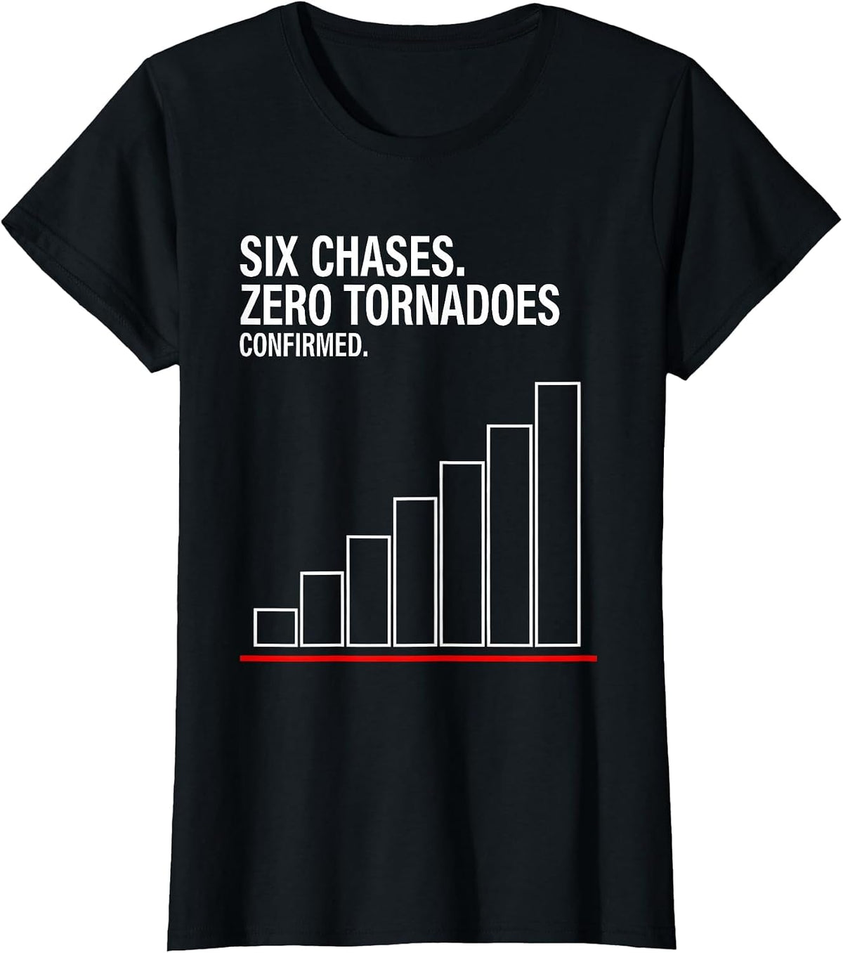 Six Chases Zero Tornadoes Confirmed Storm Chaser Meteorology T-Shirt - Black