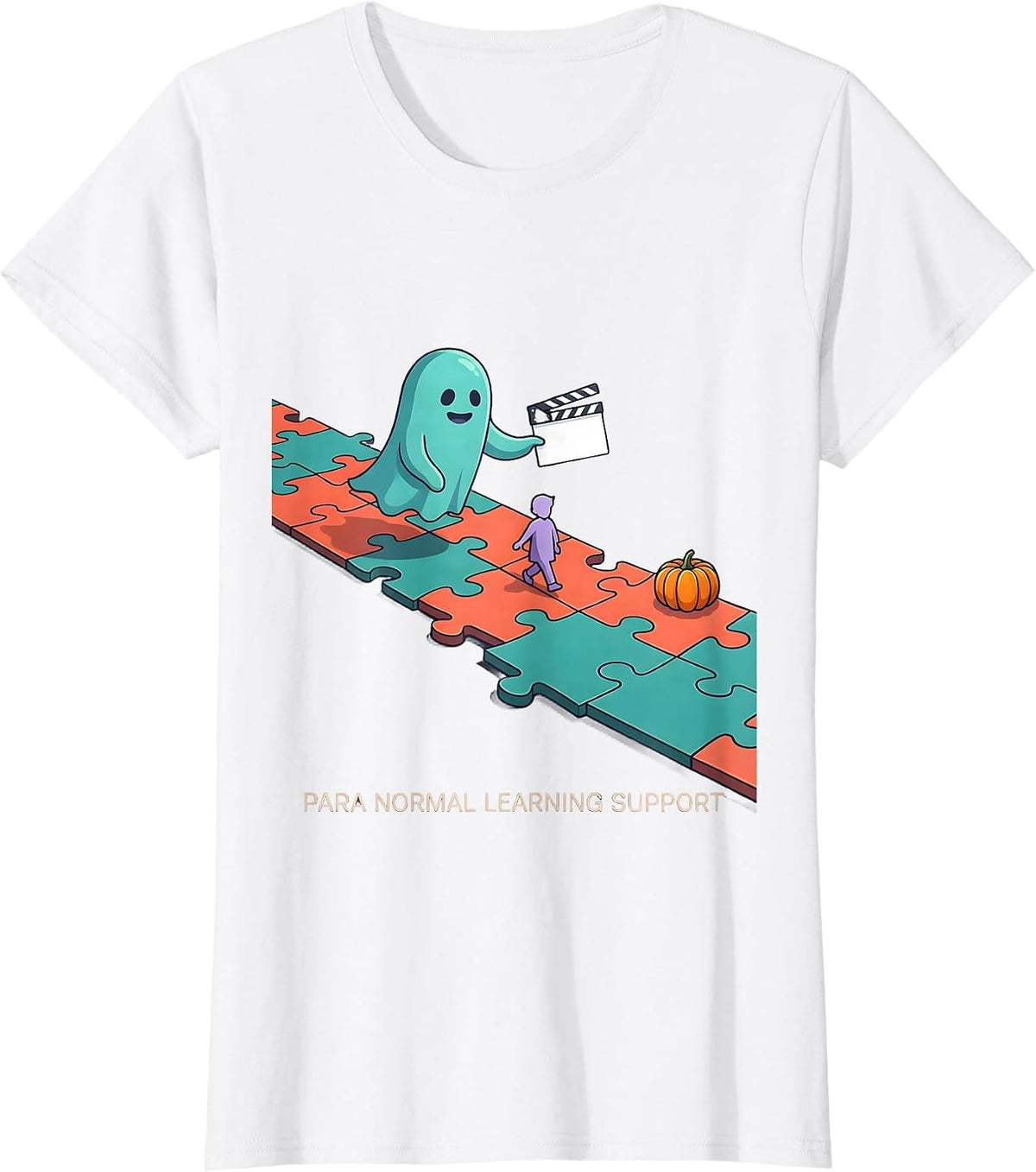 Women's Para Normal Learning Support Funny Ghost Paraprofessional T-Shirt - White