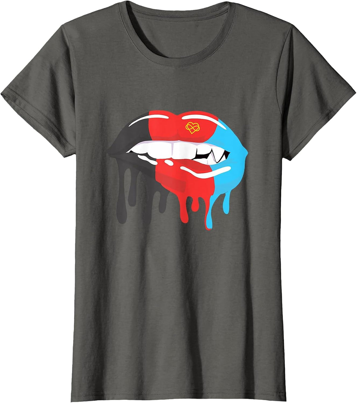 Polyamory Flag Mouth Poly Pride LGBTQ Lips T-Shirt - Asphalt Grey