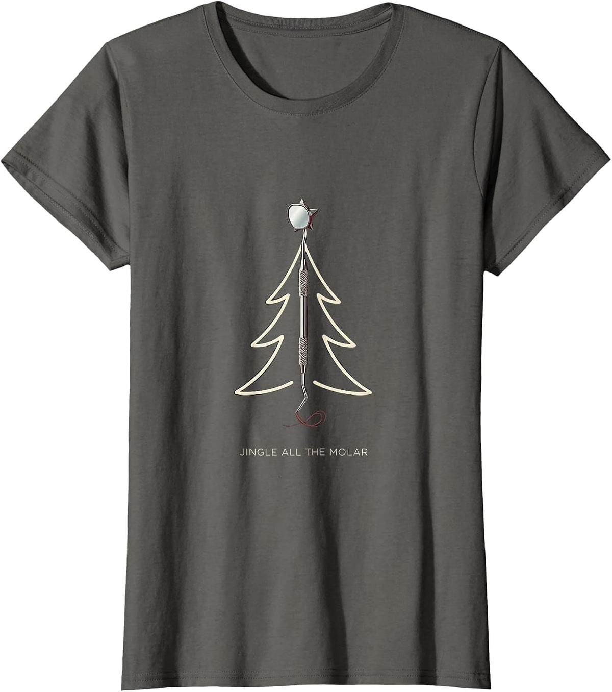 Women's Jingle All the Molar Funny Dentist Christmas Dental Staff T-Shirt - Asphalt Grey