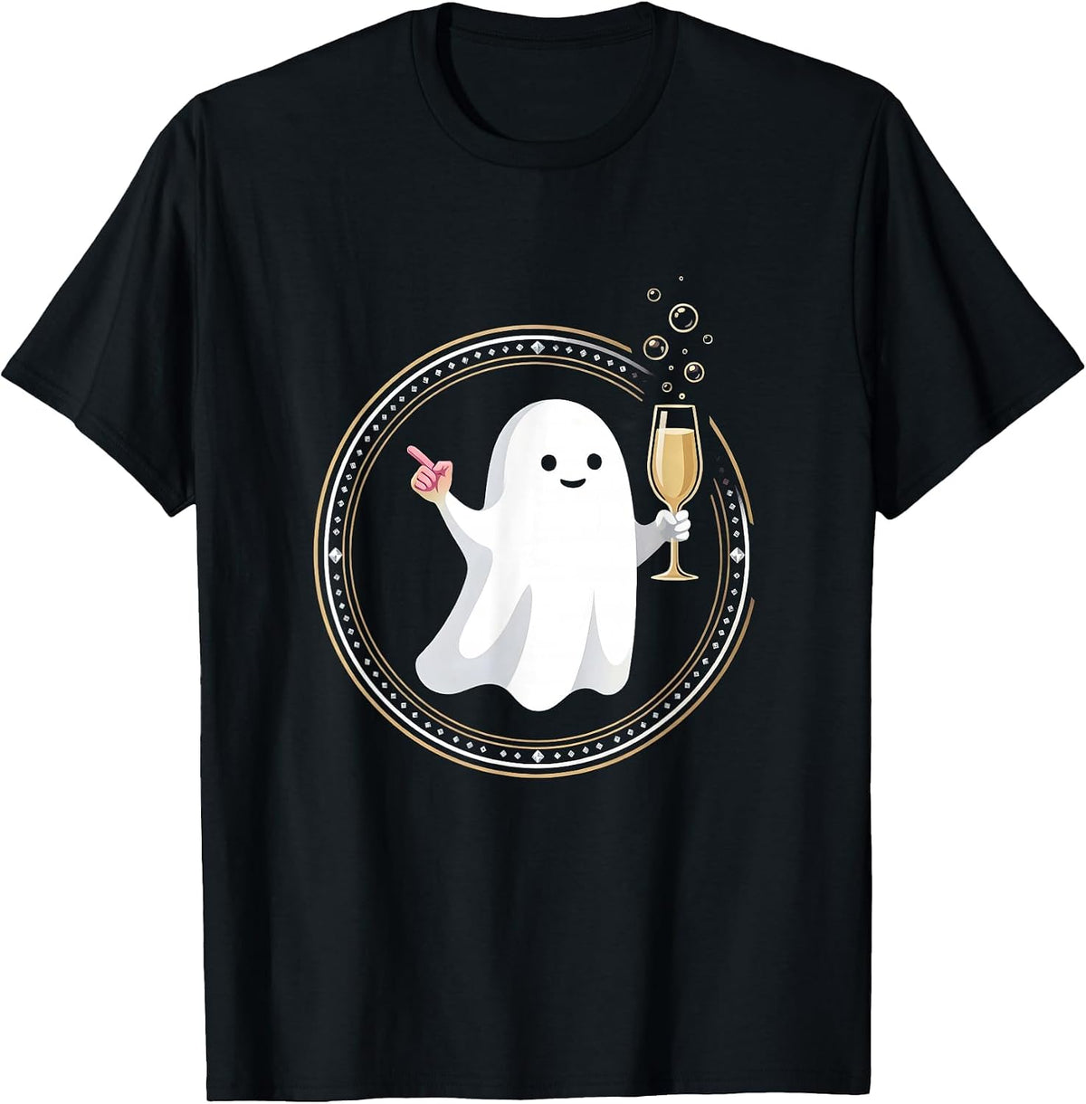 Men's Boo-Jee Ghost Sipping Champagne Illustration T-Shirt - Black