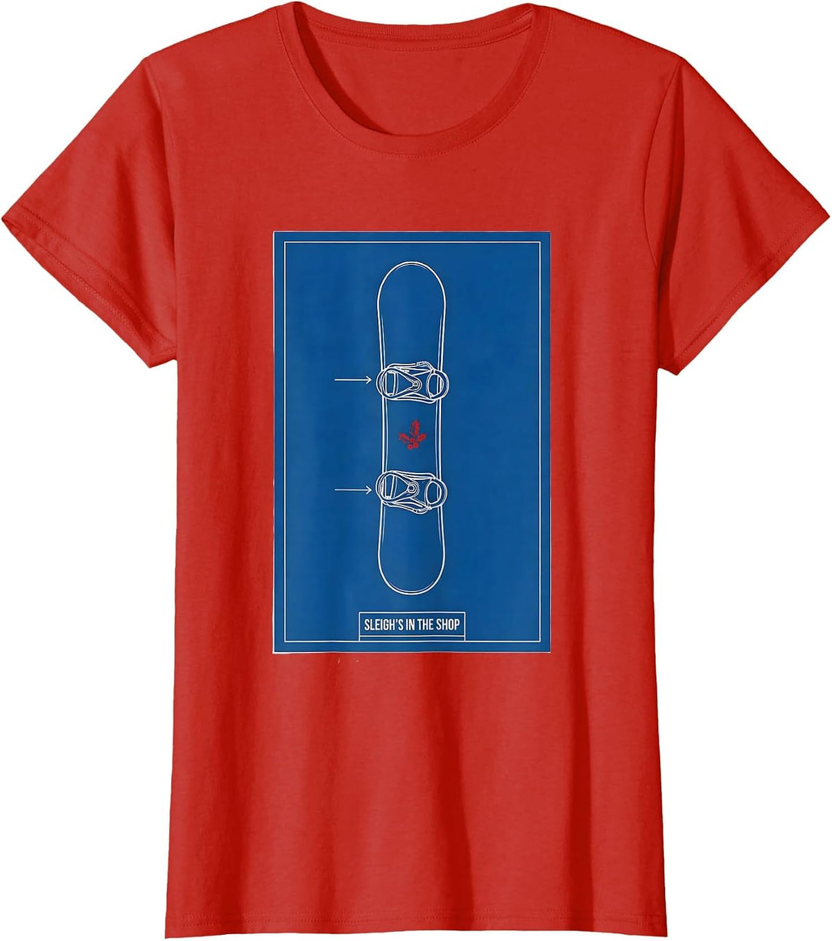 Sleigh's In The Shop Technical Blueprint Snowboarder T-Shirt - Red