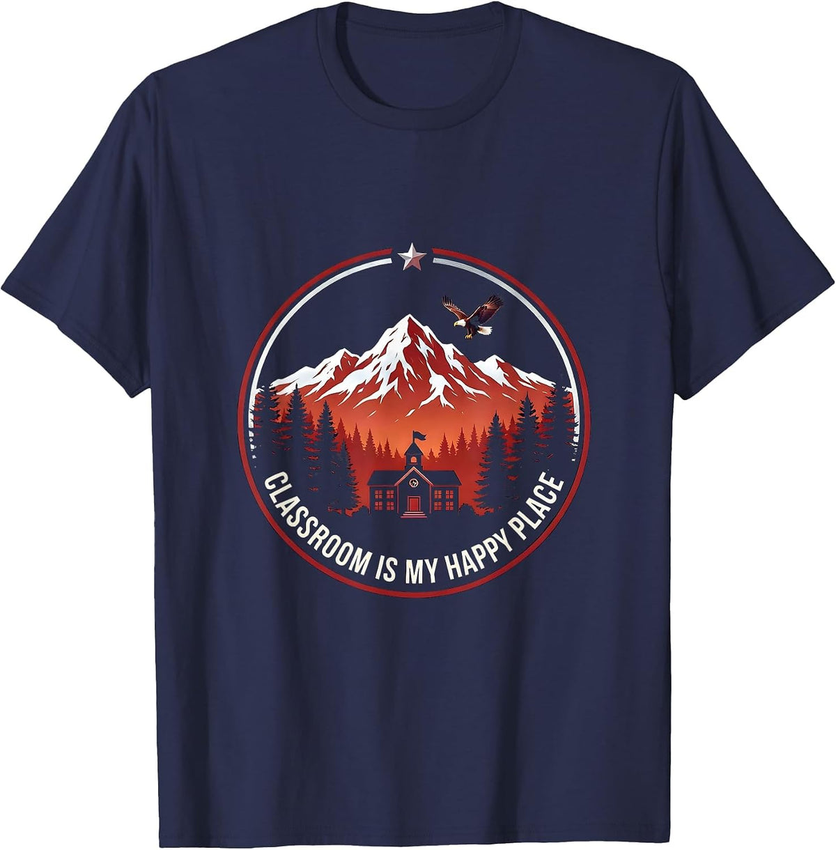 Classroom Is My Happy Place Third Grade Teacher T-Shirt - Navy Blue