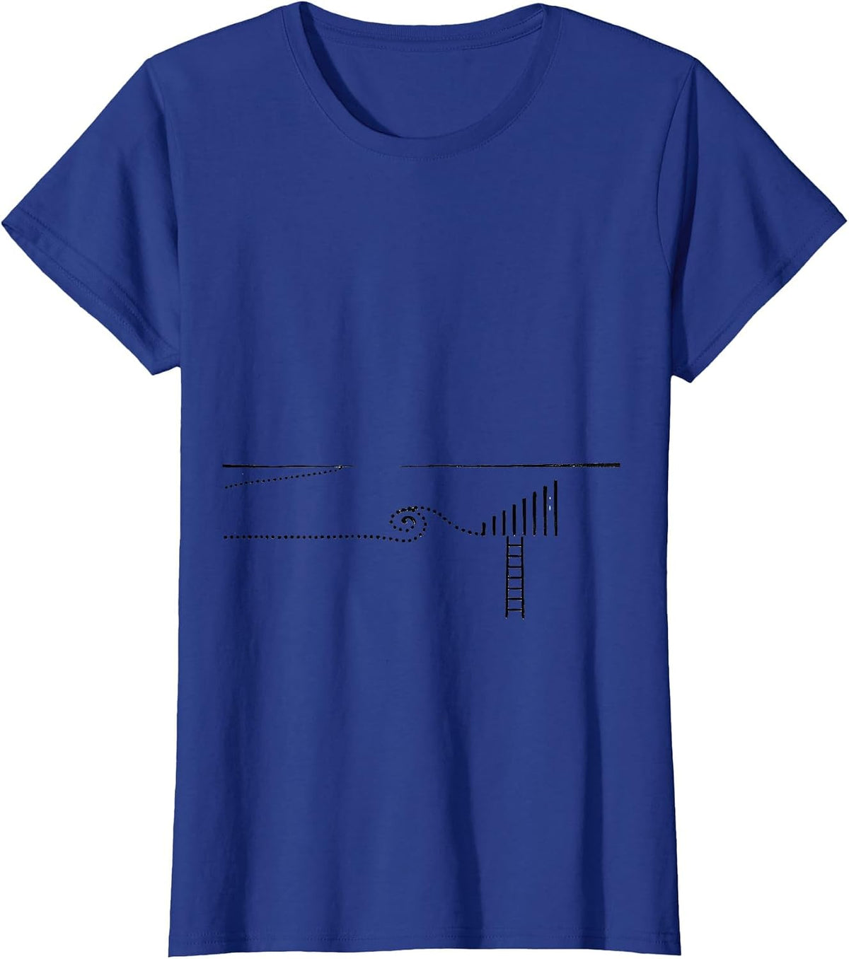 Women's Thin Dotted Route Line Minimalist Storm Chaser Meteorology T-Shirt - Royal Blue