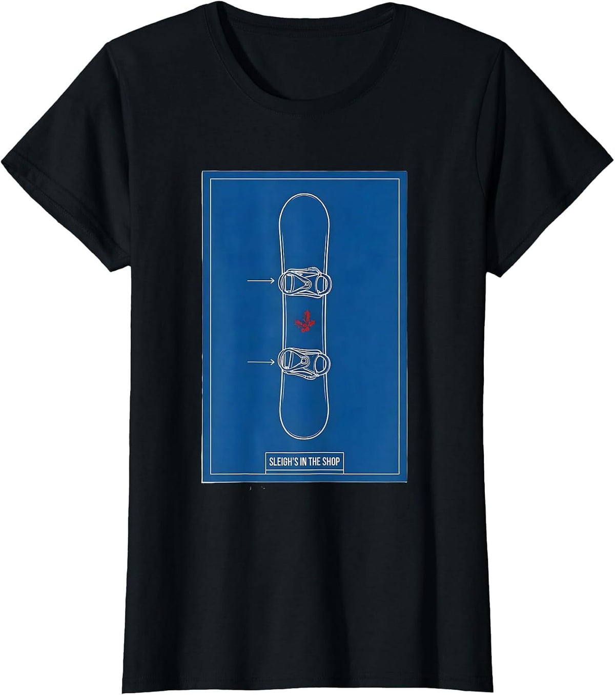 Sleigh's In The Shop Technical Blueprint Snowboarder T-Shirt - Black