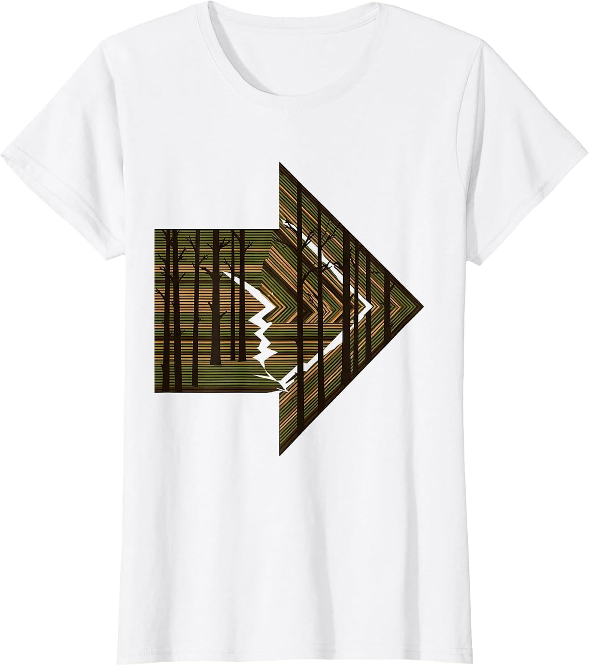 Camo Arrow Through Pine Forest Graphic T-Shirt - White