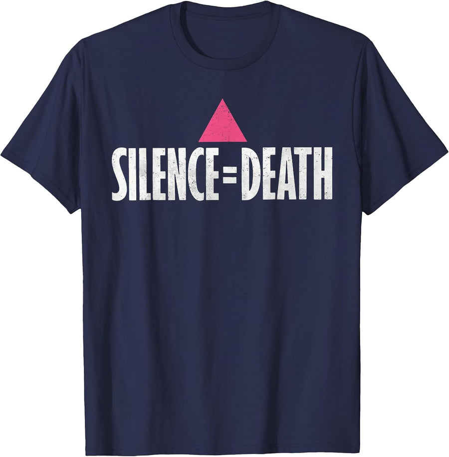 Vintage LGBT Rights Silence Death Vintage Month LGBT Pride T-Shirt - Navy Blue