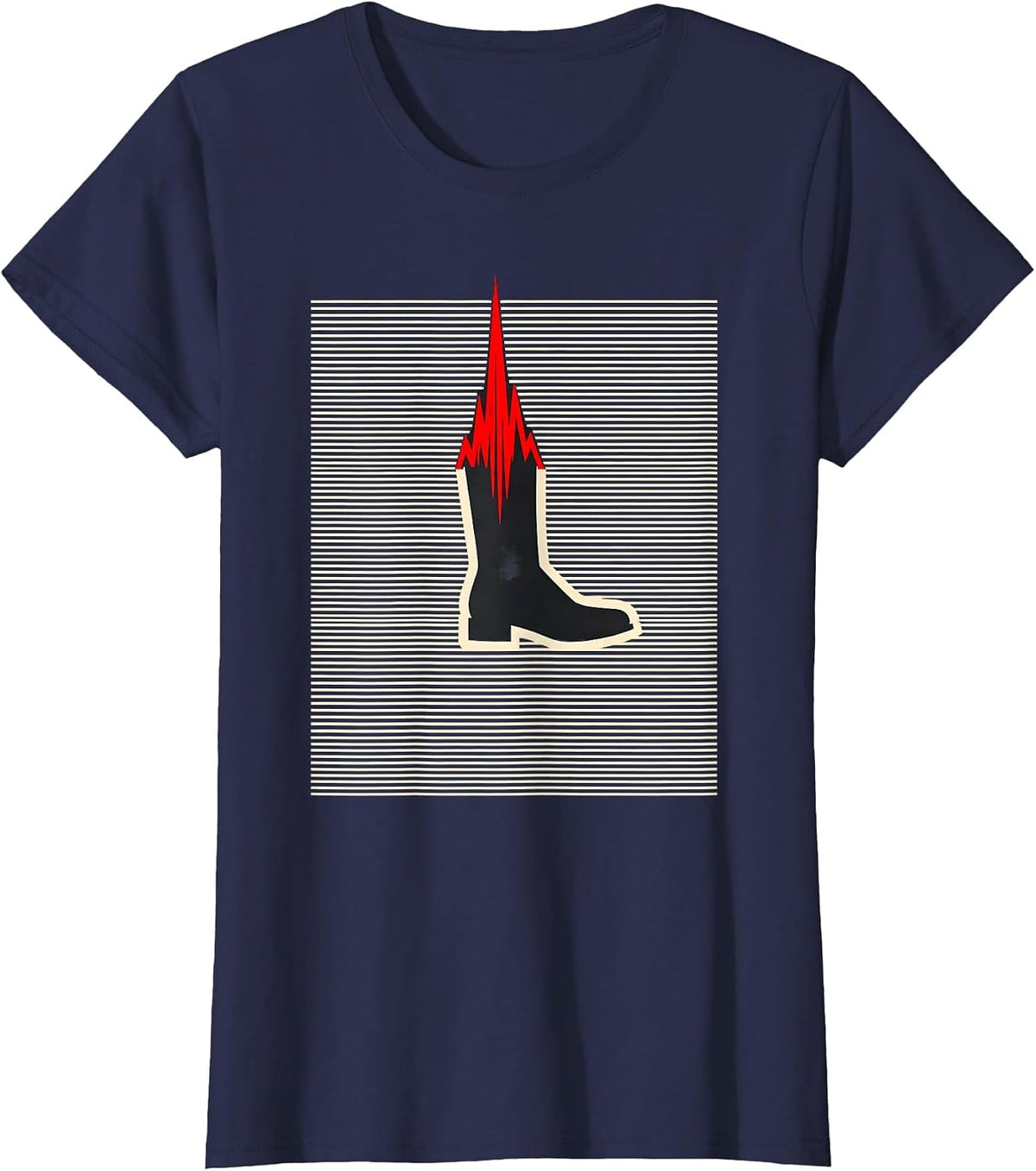 Women's Line Dance Pulse Geometric EMS Humor T-Shirt - Navy Blue