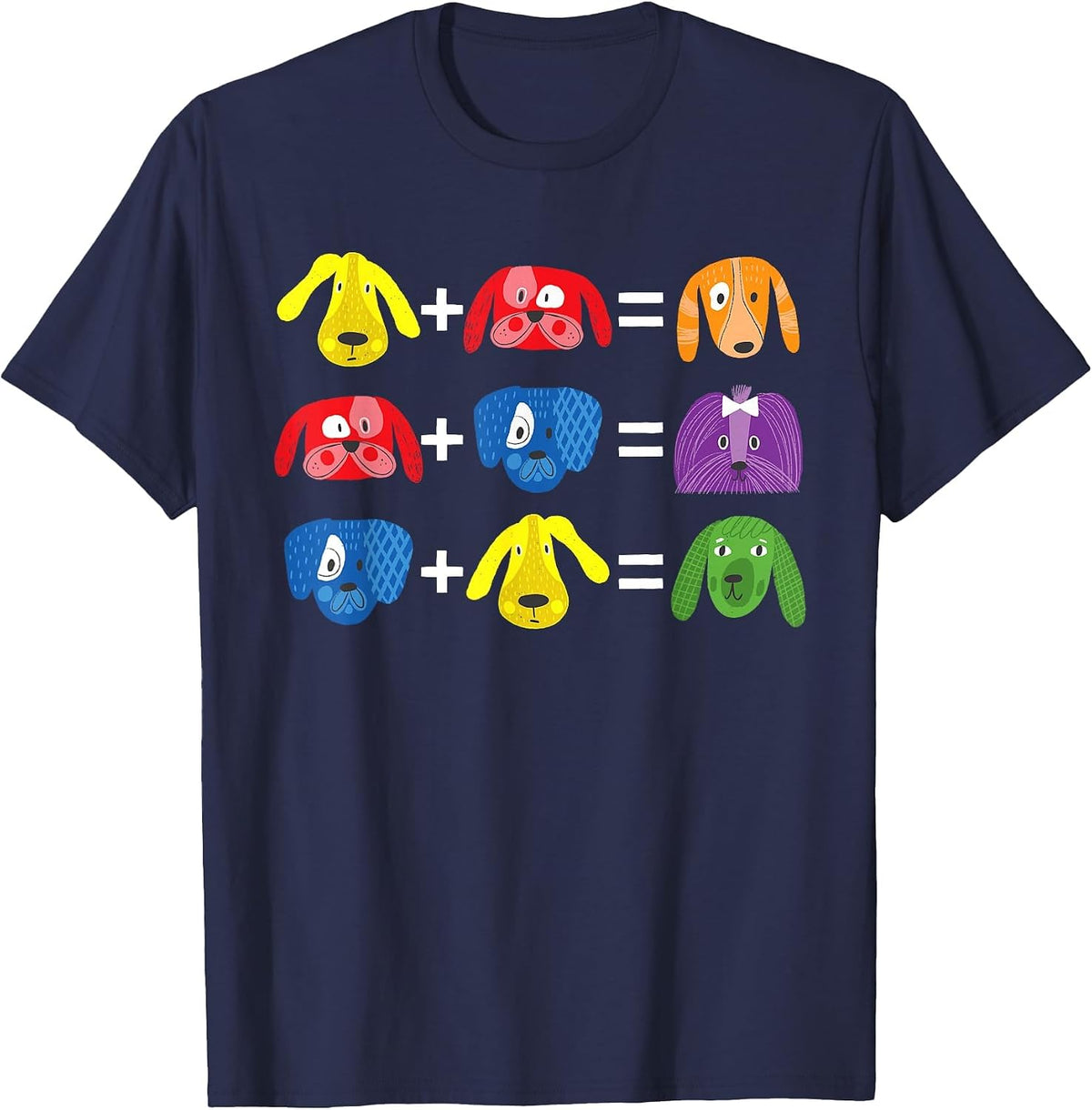 Dog Themed Artist Color Theory Educational Art Teacher T-Shirt - Navy Blue