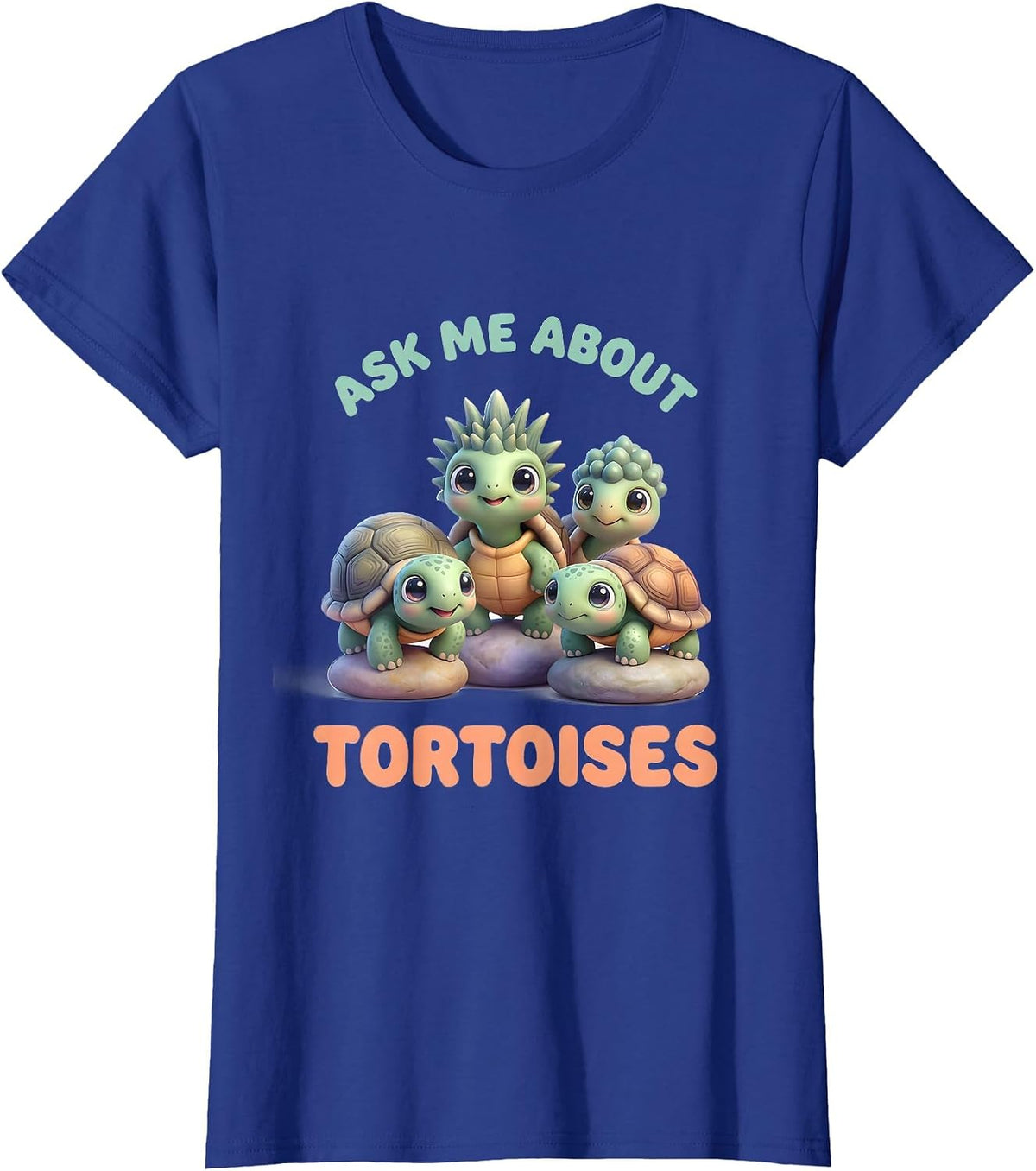 Women's Ask Me About Tortoises Cute Kawaii Reptile Lover Gift T-Shirt - Royal Blue