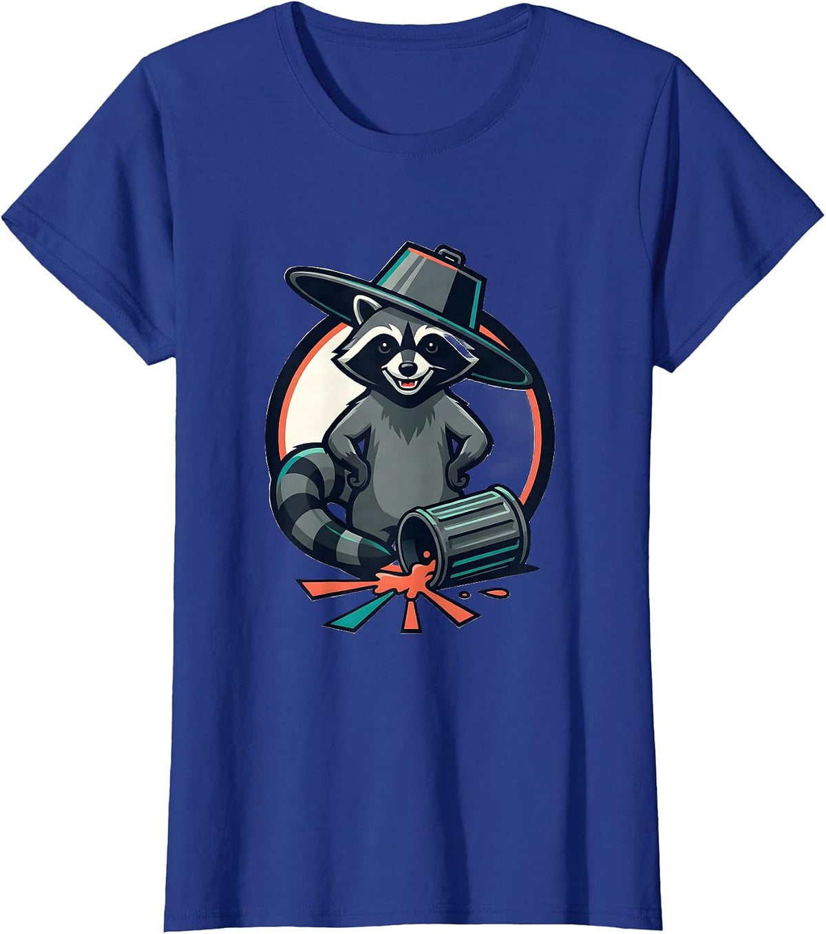 Women's Sealed Raccoon Badge Trashed Panda Funny Gag Gift T-Shirt - Royal Blue