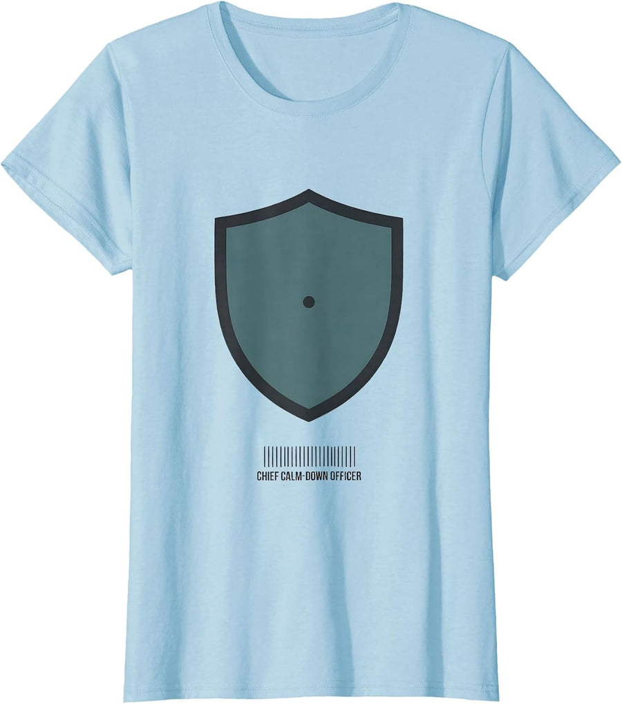 Women's Chief Calm-Down Officer Funny School Counselor Appreciation T-Shirt - Baby Blue