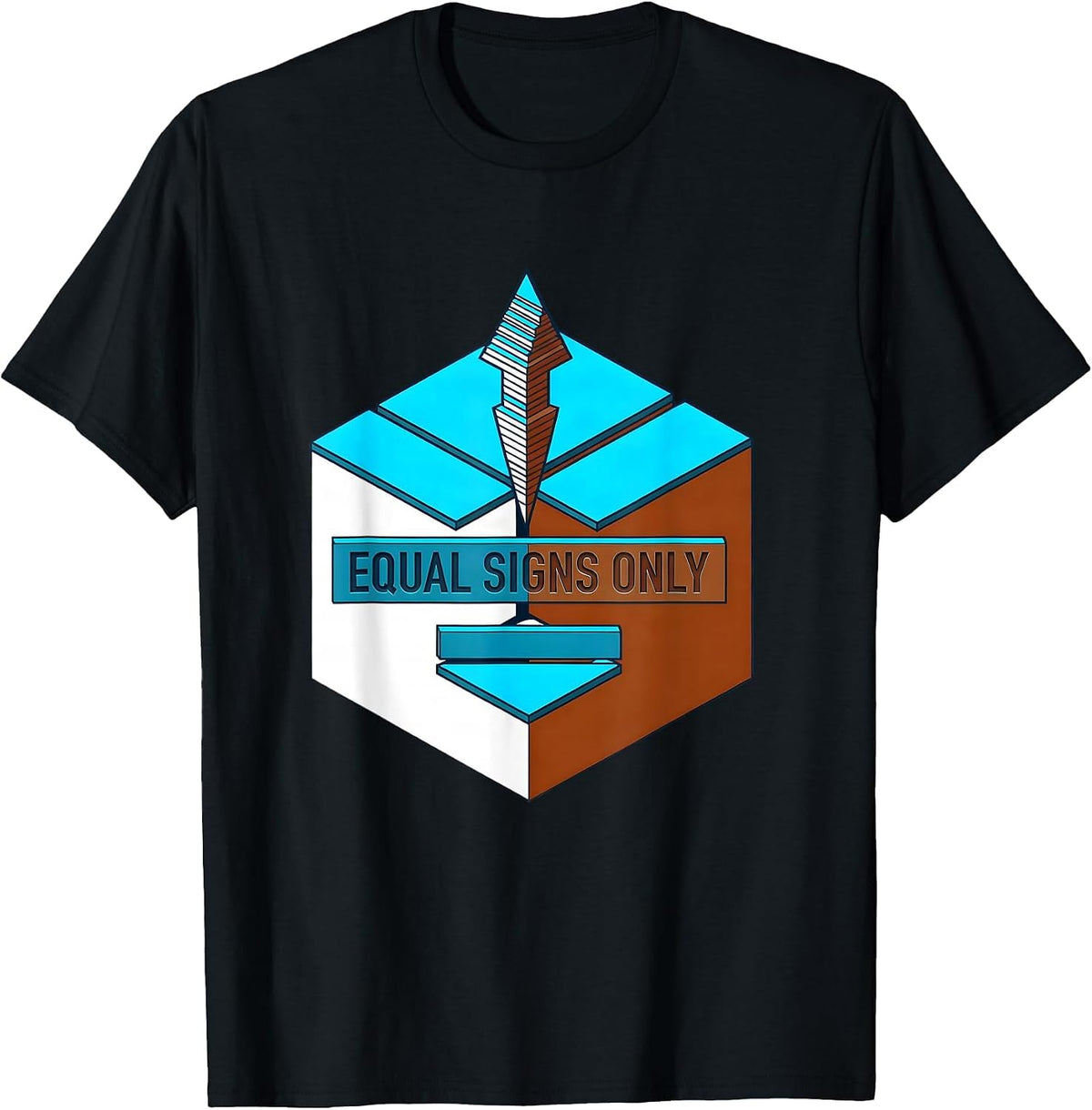 Men's Equal Signs Only Math Equality Greater Than Division T-Shirt - Black