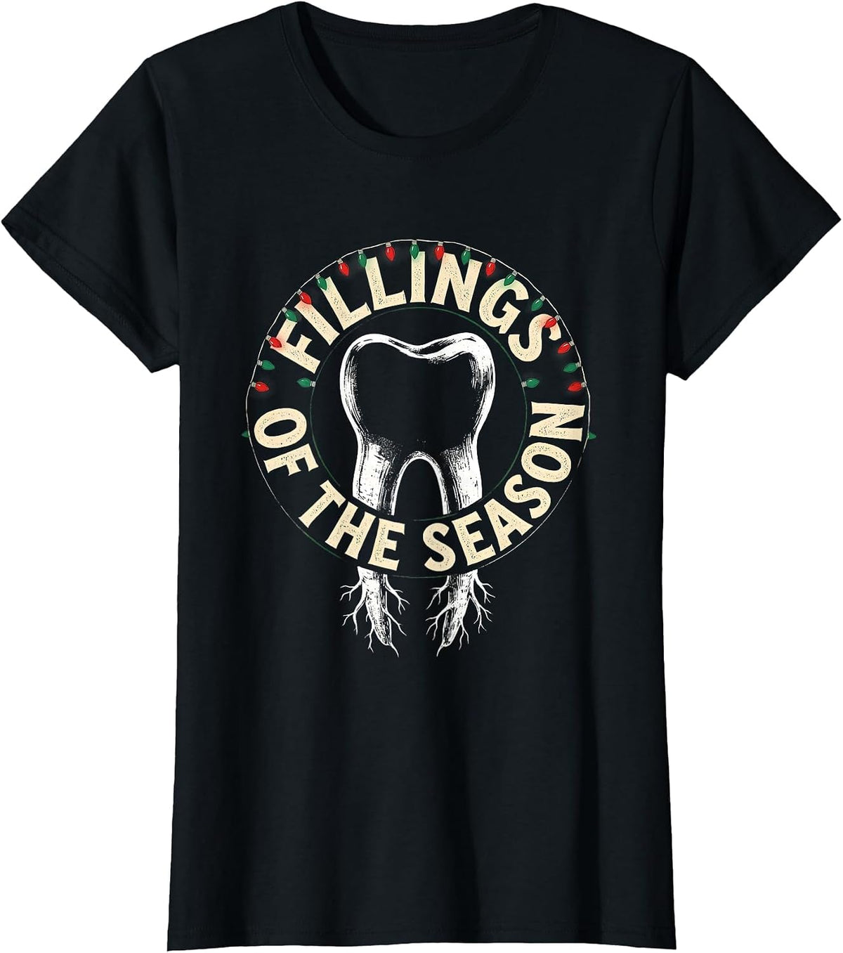 Fillings of the Season Funny Dentist Christmas Dental Office T-Shirt - Black