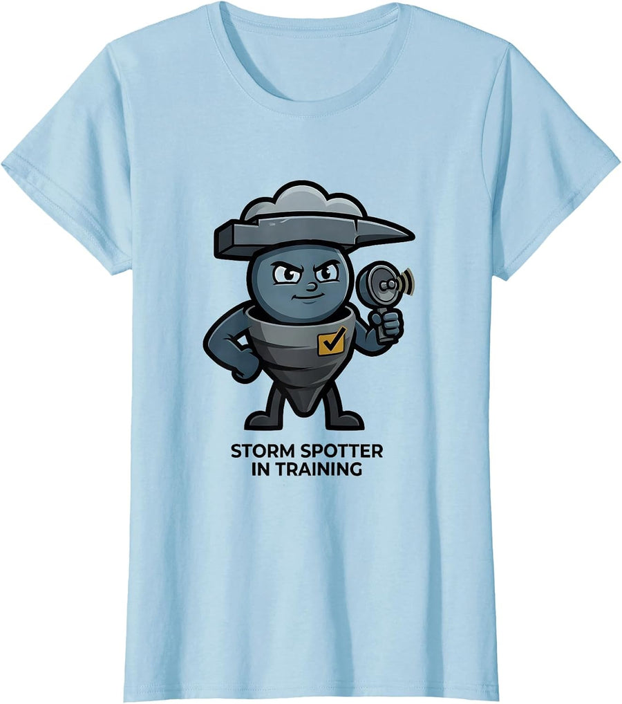 Women's Storm Spotter In Training Funny Meteorology Weather T-Shirt - Baby Blue