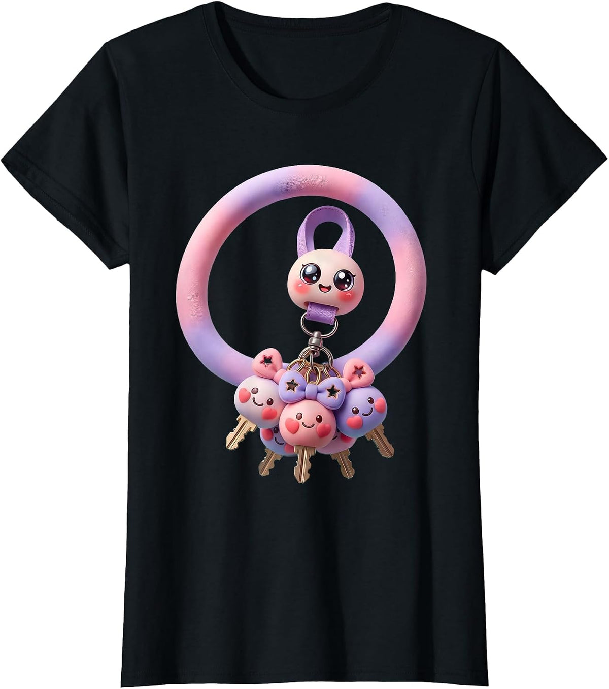 Kindergarten Teacher Lanyard Keys Graphic T-Shirt - Black