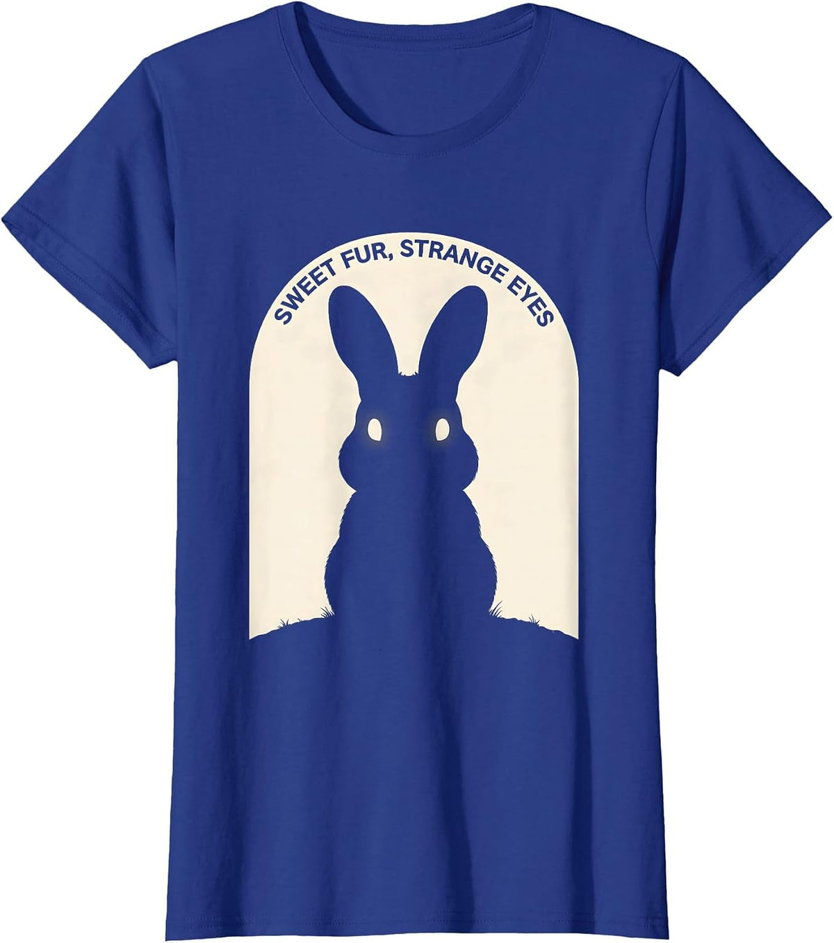 Women's Sweet Fur, Strange Eyes Cute Goth Bunny Rabbit Silhouette T-Shirt - Royal Blue