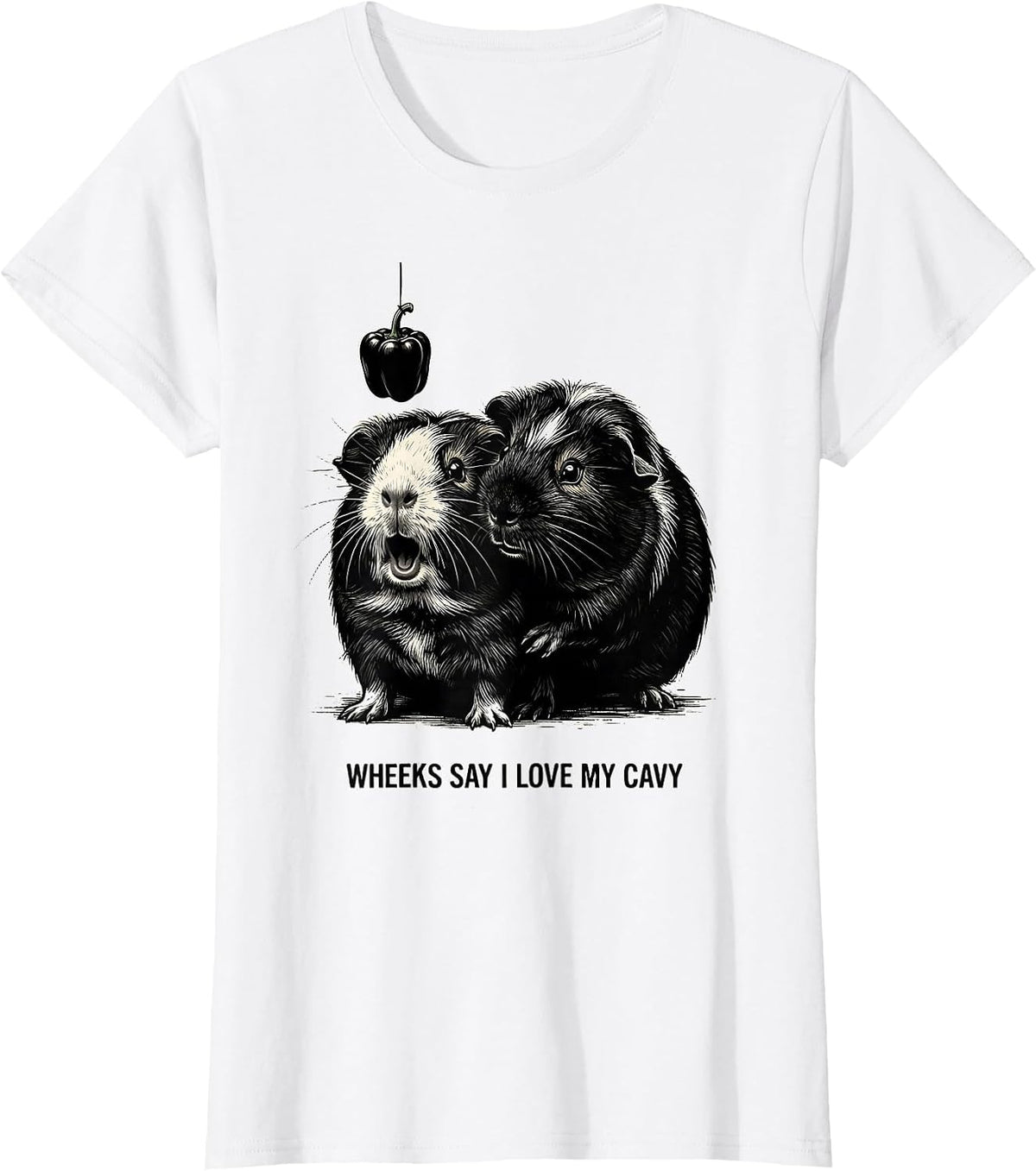 Women's Wheeks Say I Love My Cavy Funny Guinea Pig Lover Humor T-Shirt - White