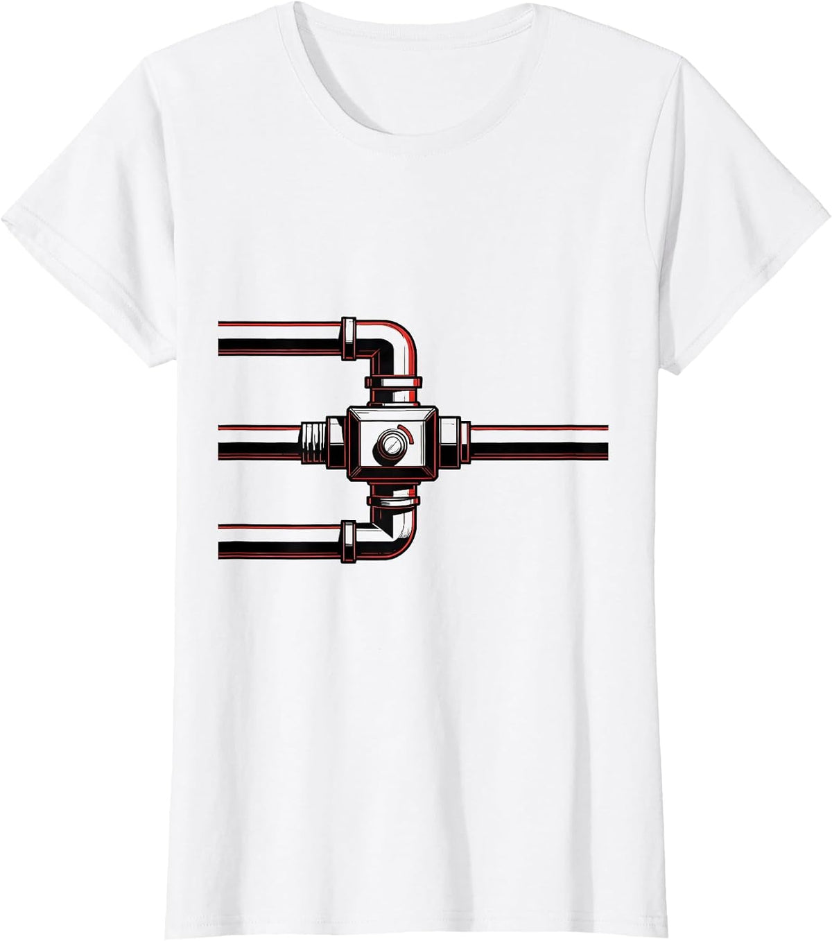 Women's Minimal Diverter Valve Funny Plumber Pipefitter Occupation T-Shirt - White