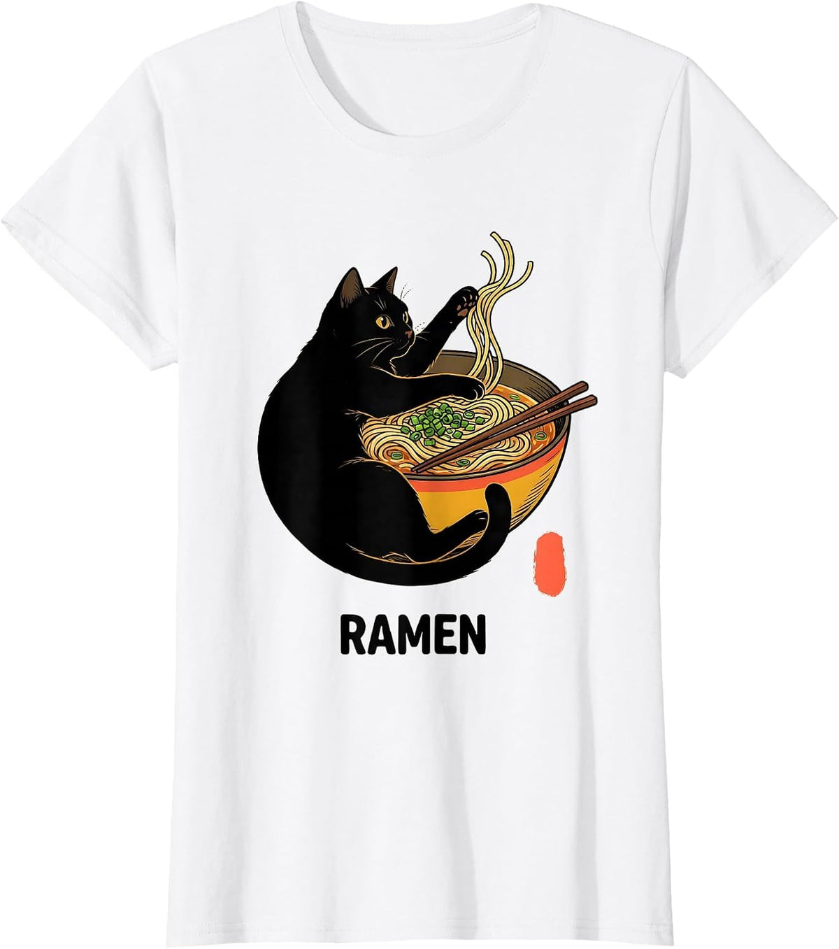 Women's RAMEN Bold Kawaii Anime Cat Ramen Lover Gift T-Shirt - White