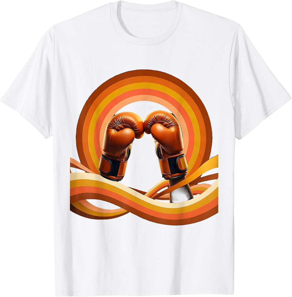 Boxer Gloves Raised in Victory Illustration T-Shirt - White