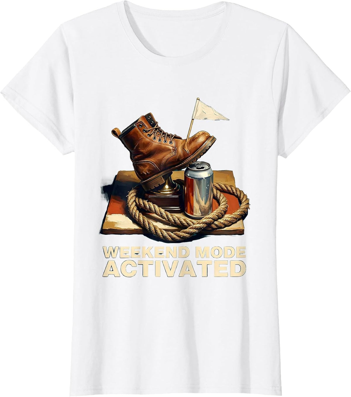 Weekend Mode Activated Labor Day Graphic T-Shirt, Women, White, 3X-Large - As Pictured