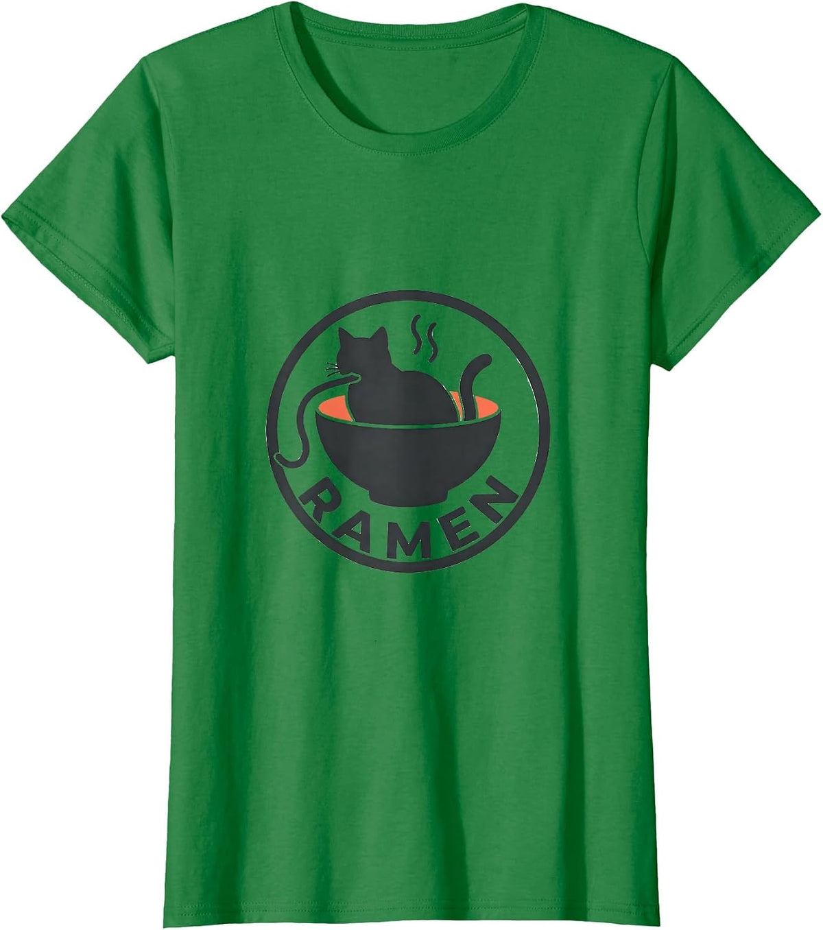Women's RAMEN Minimalist Kawaii Cat Anime Funny Japanese Ramen Gift T-Shirt - Kelly Green