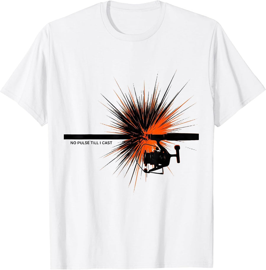 Men's No Pulse Till I Cast New Wave Typography Hobbyist Gift T-Shirt - White