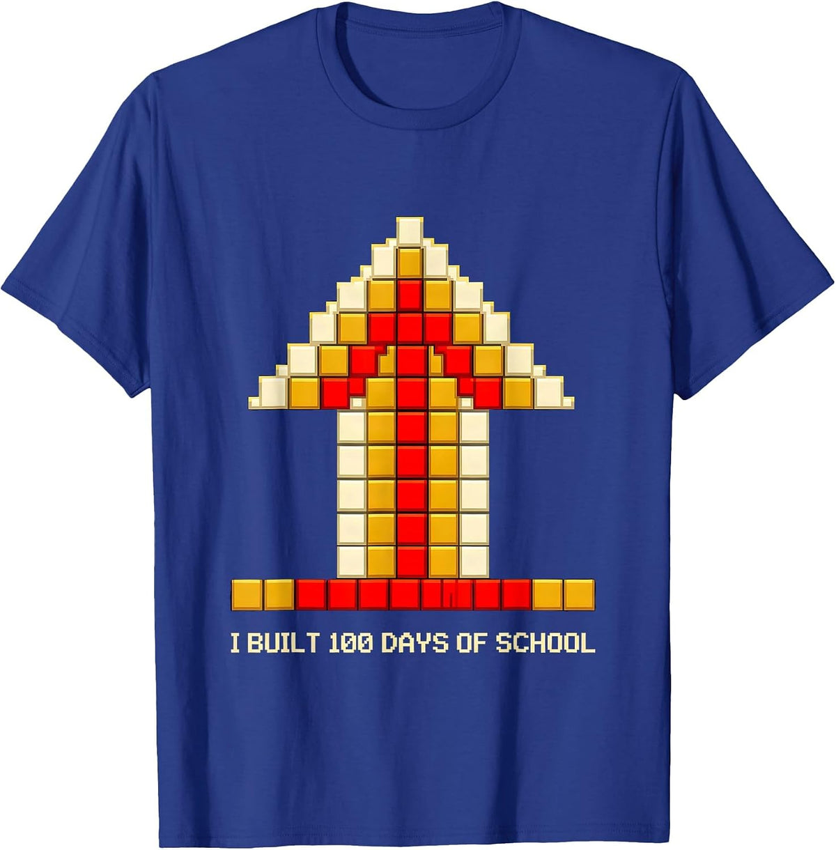 Men's I Built 100 Days of School Pixel Art Kids School Celebration T-Shirt - Royal Blue