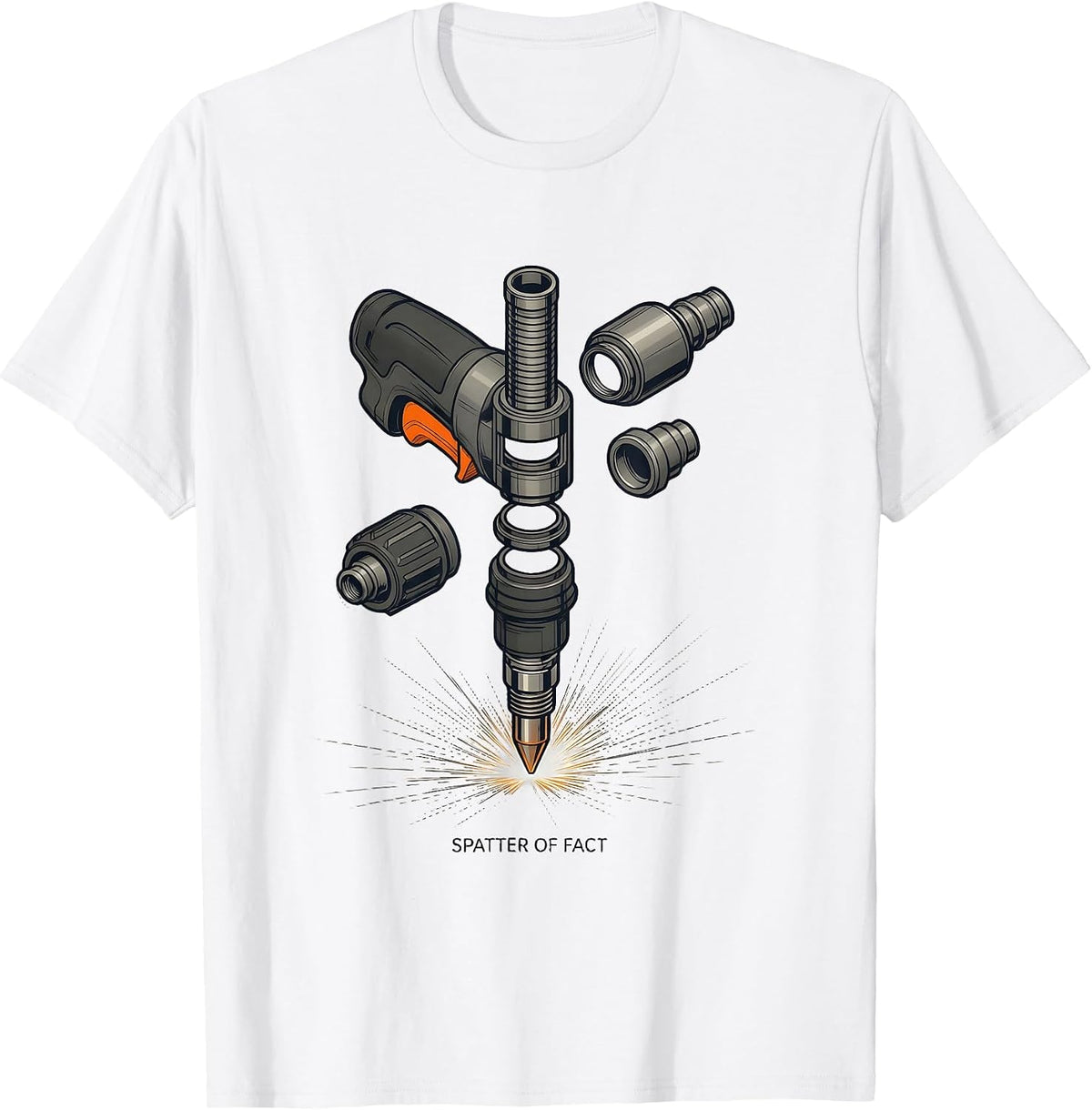 Men's Spatter Of Fact Exploded MIG Welding Torch Technical Welder T-Shirt - White