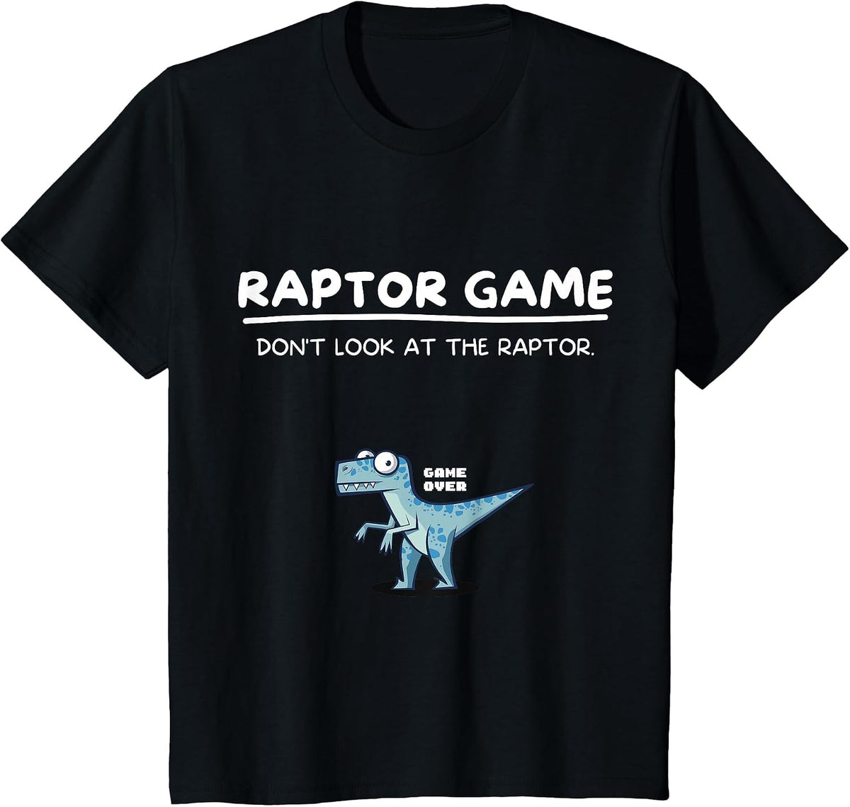 Raptor Game Funny Dinosaur Meme Comic Velociraptor Humor T-Shirt - Black