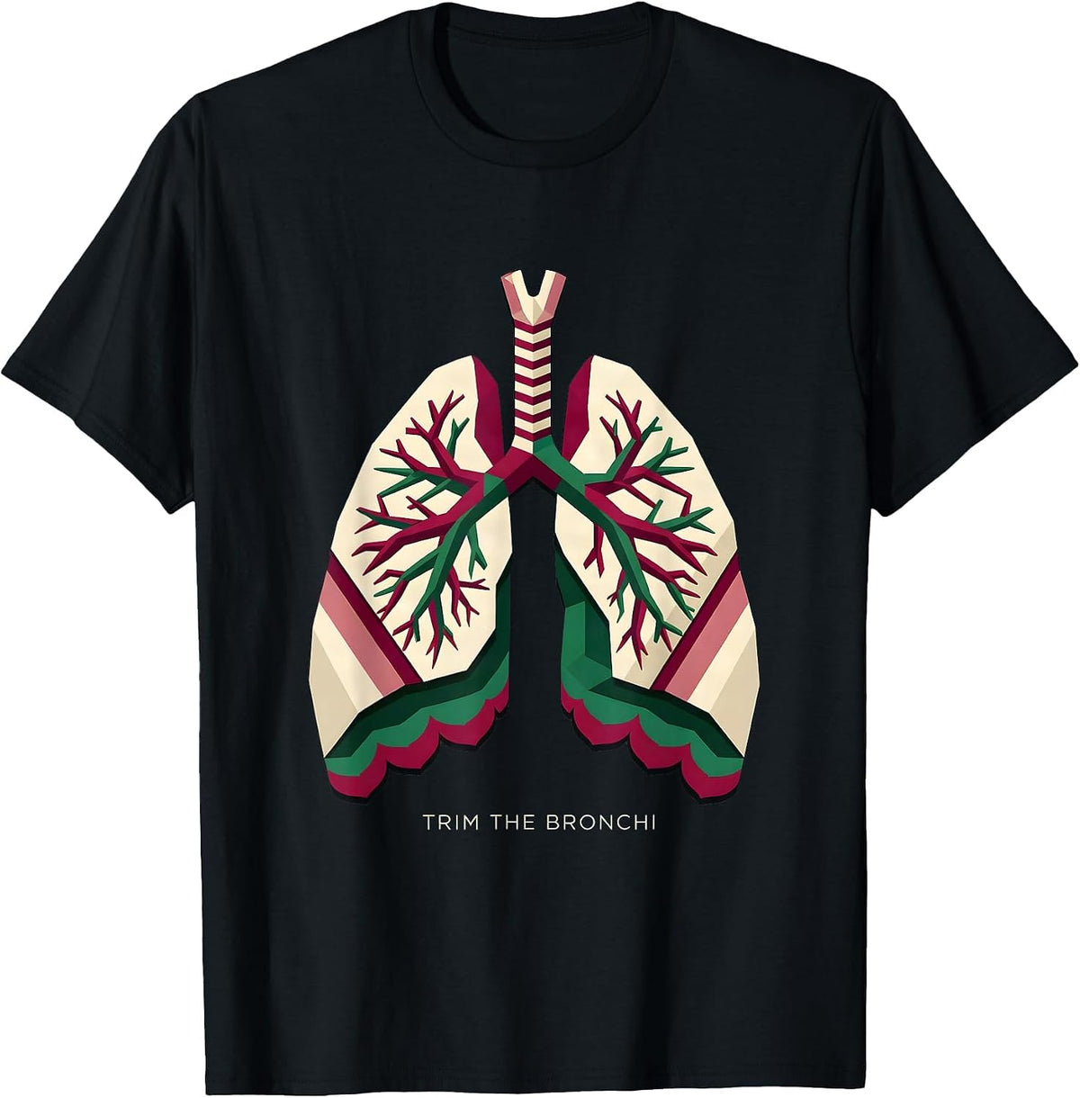 Men's Trim The Bronchi Funny Respiratory Therapist Christmas Lung T-Shirt - Black