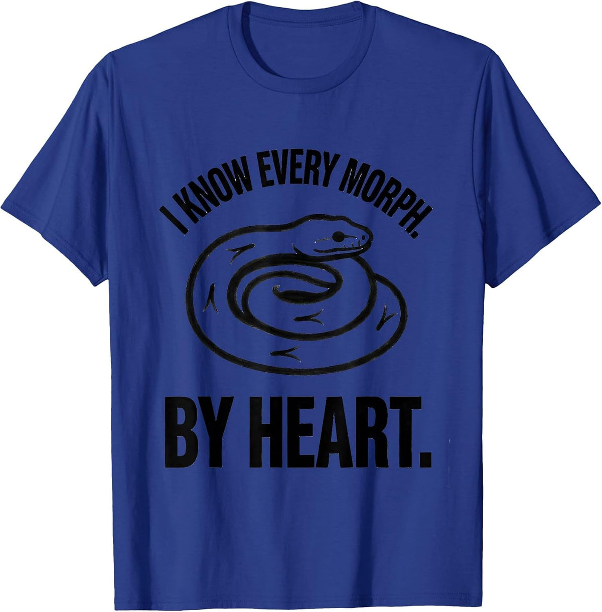 Men's I Know Every Morph By Heart Minimalist Ball Python Reptile T-Shirt - Royal Blue
