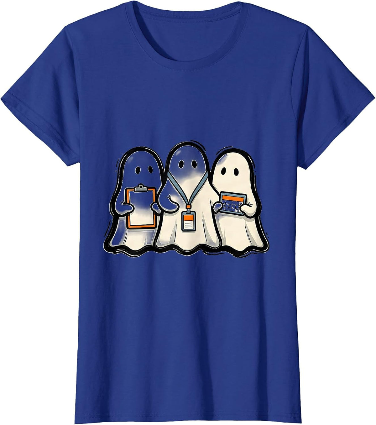 Women's Ghost Para Normal Activities Paraprofessional Halloween T-Shirt - Royal Blue