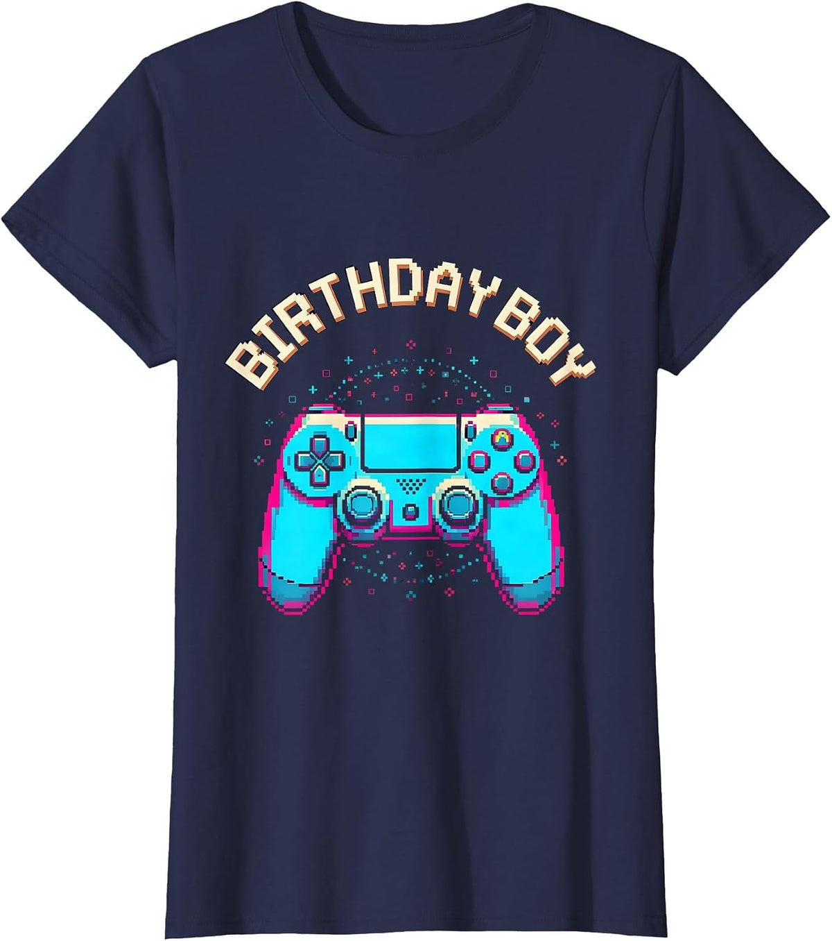 Women's Birthday Boy Pixel Art Video Game Birthday Party Matching T-Shirt - Navy Blue