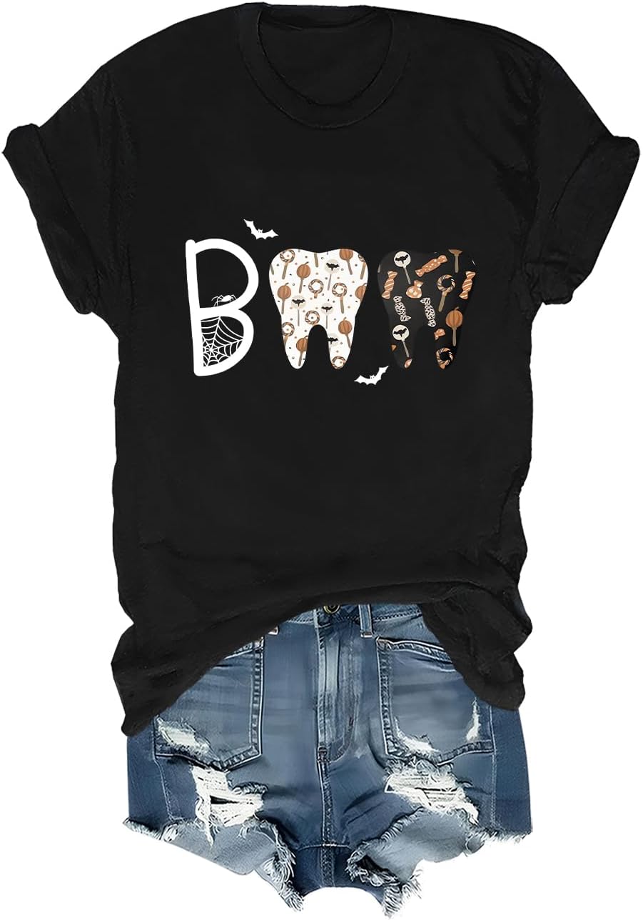 Halloween Dental Shirt Boo Shirt Weird Season Terror Teeth T-Shirt Unisex - Black