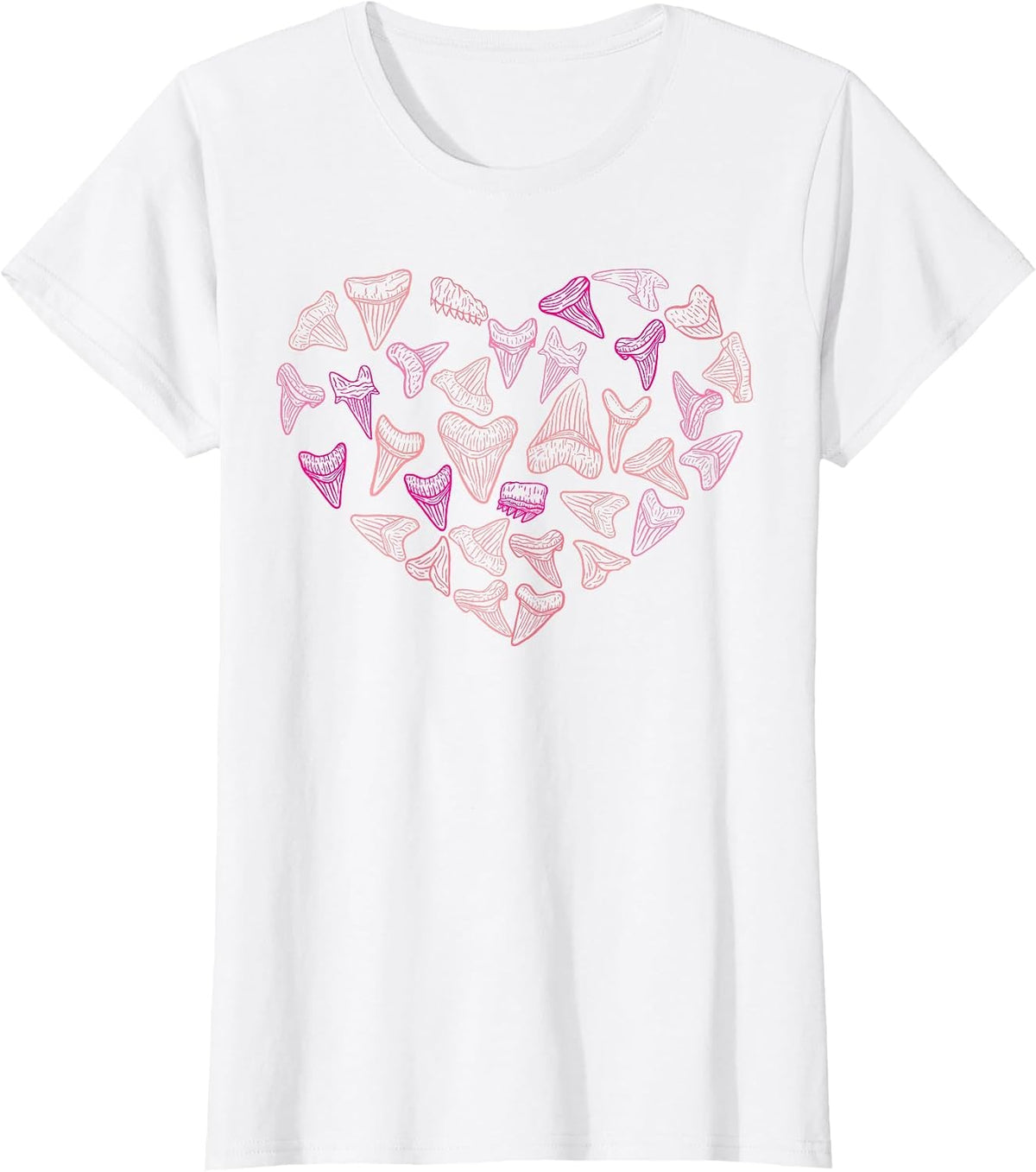 Types of Sharks, Tooth Hearts, Valentine's Day, Fossil Marine Biology T-Shirt - White