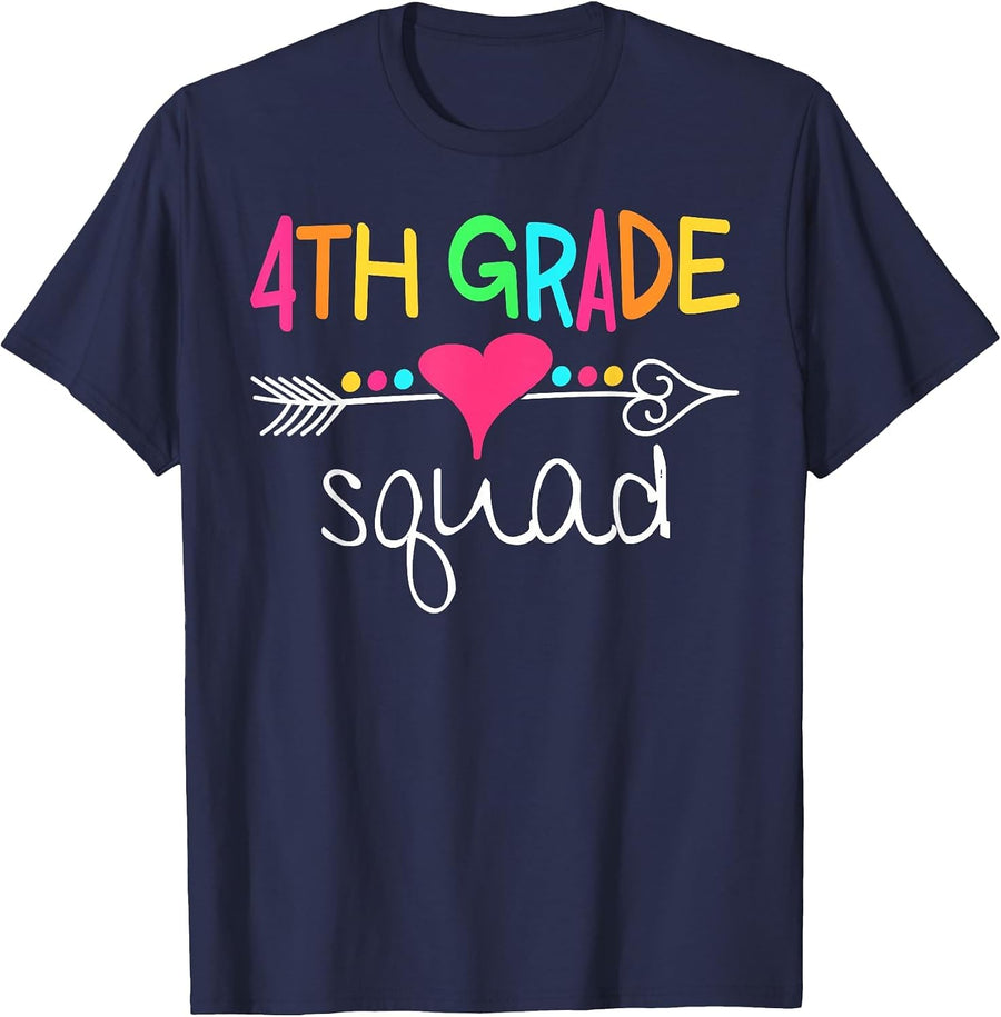 4th Grade Squad Fourth Teacher Student Team Back to School T-Shirt - Navy Blue