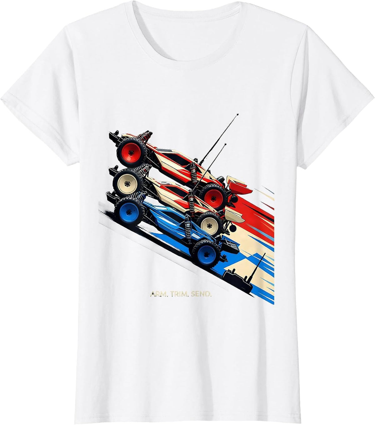 Women's Arm. Trim. Send. Futurist RC Drag Racing Enthusiast Gift T-Shirt - White