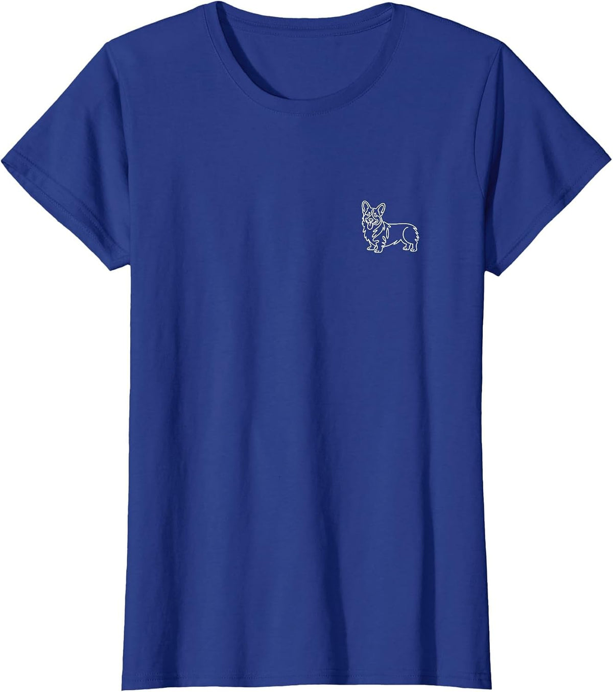 Pembroke Welsh Corgi Minimalist Badge Patch Line Art T-Shirt - Royal Blue