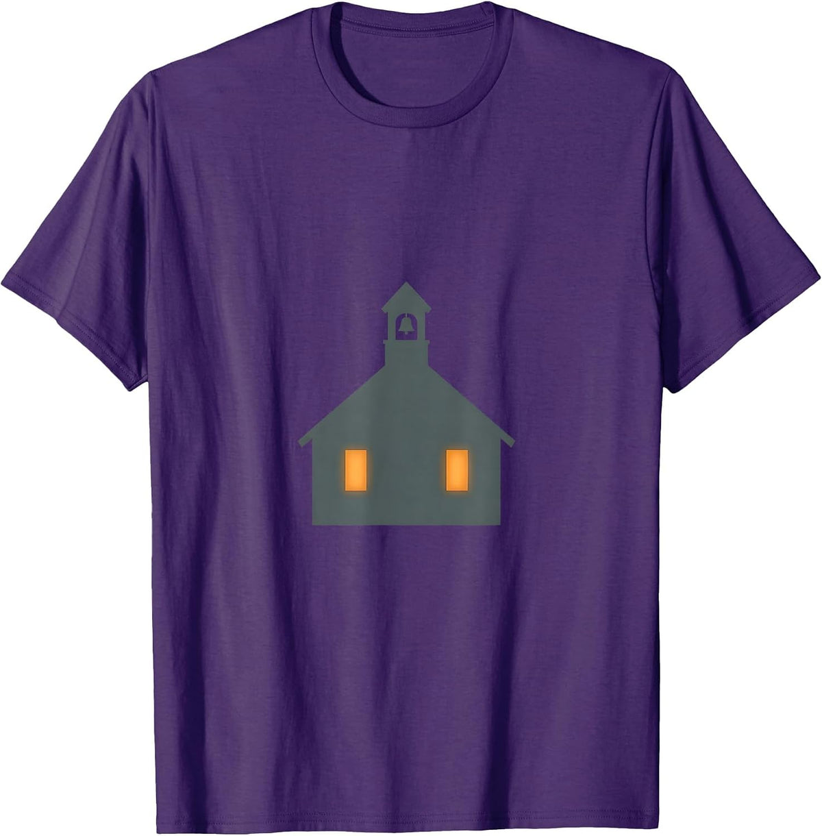 Third Grade Teacher Schoolhouse Dusk Illustration T-Shirt - Purple