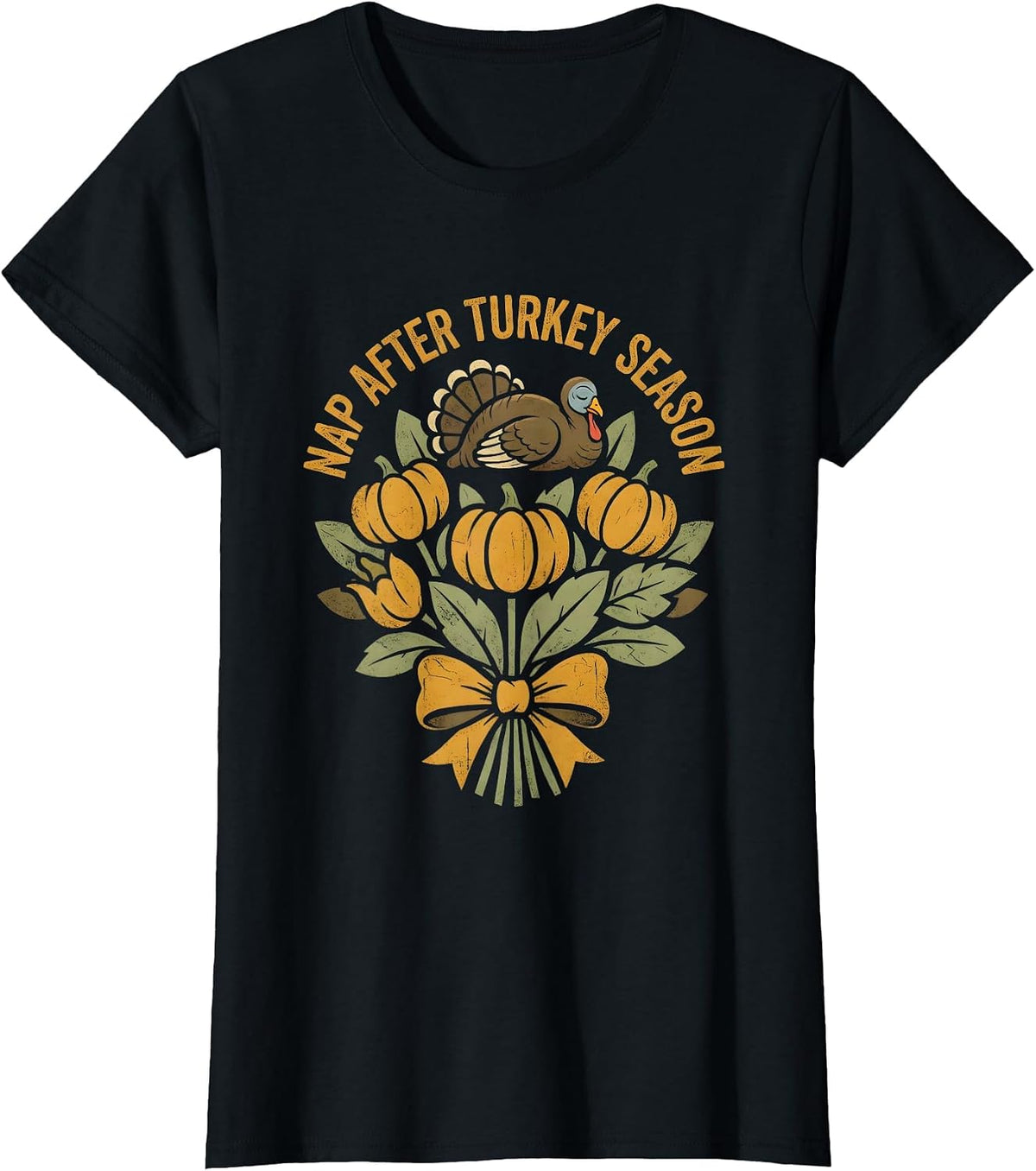 Women's Nap After Turkey Season Thanksgiving Design T-Shirt - Black