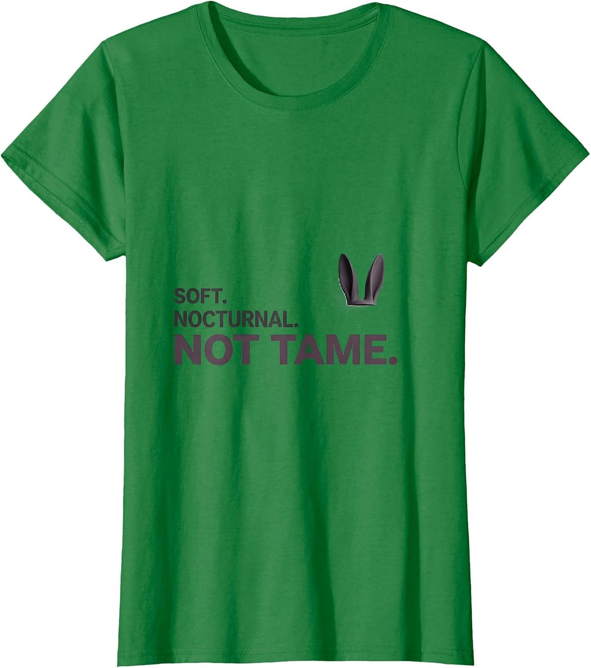 Soft. Nocturnal. Not Tame Minimalist Bunny Rabbit Alt Goth T-Shirt - Kelly Green