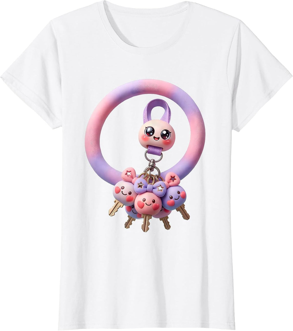 Kindergarten Teacher Lanyard Keys Graphic T-Shirt - White