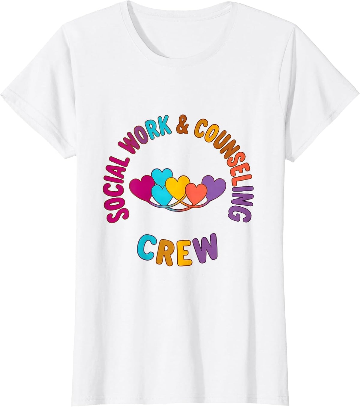 Women's Social Work & Counseling Crew Colorful School Counselor Crew T-Shirt - White