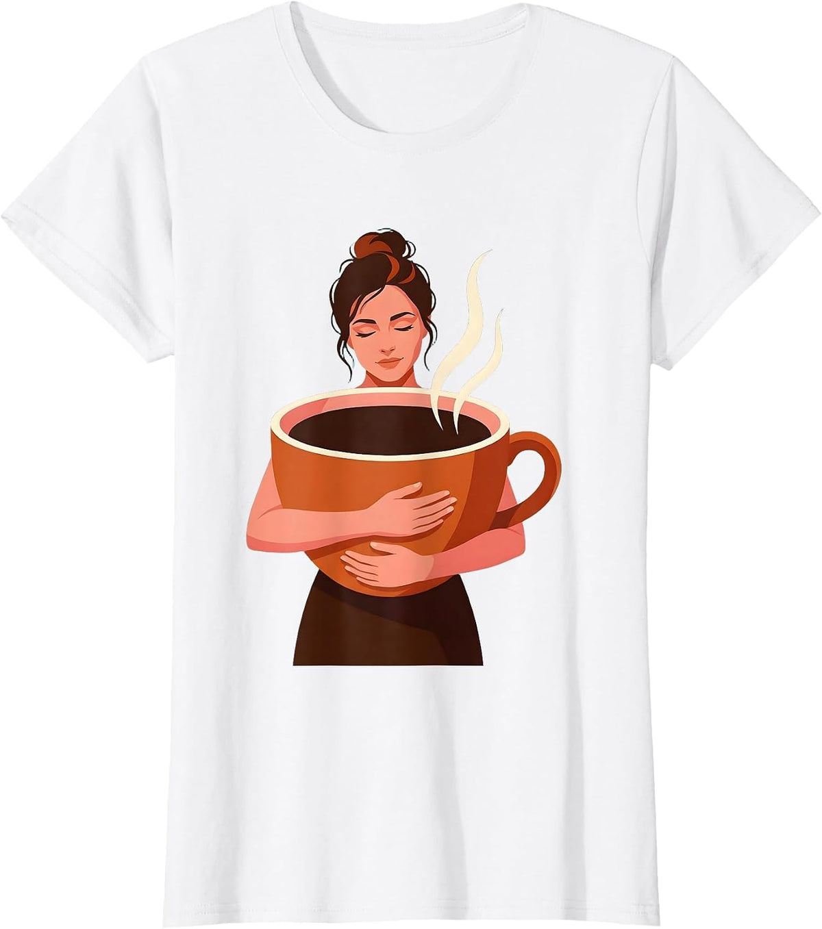 Coffee Lover Oversized Cup Illustration T-Shirt - White