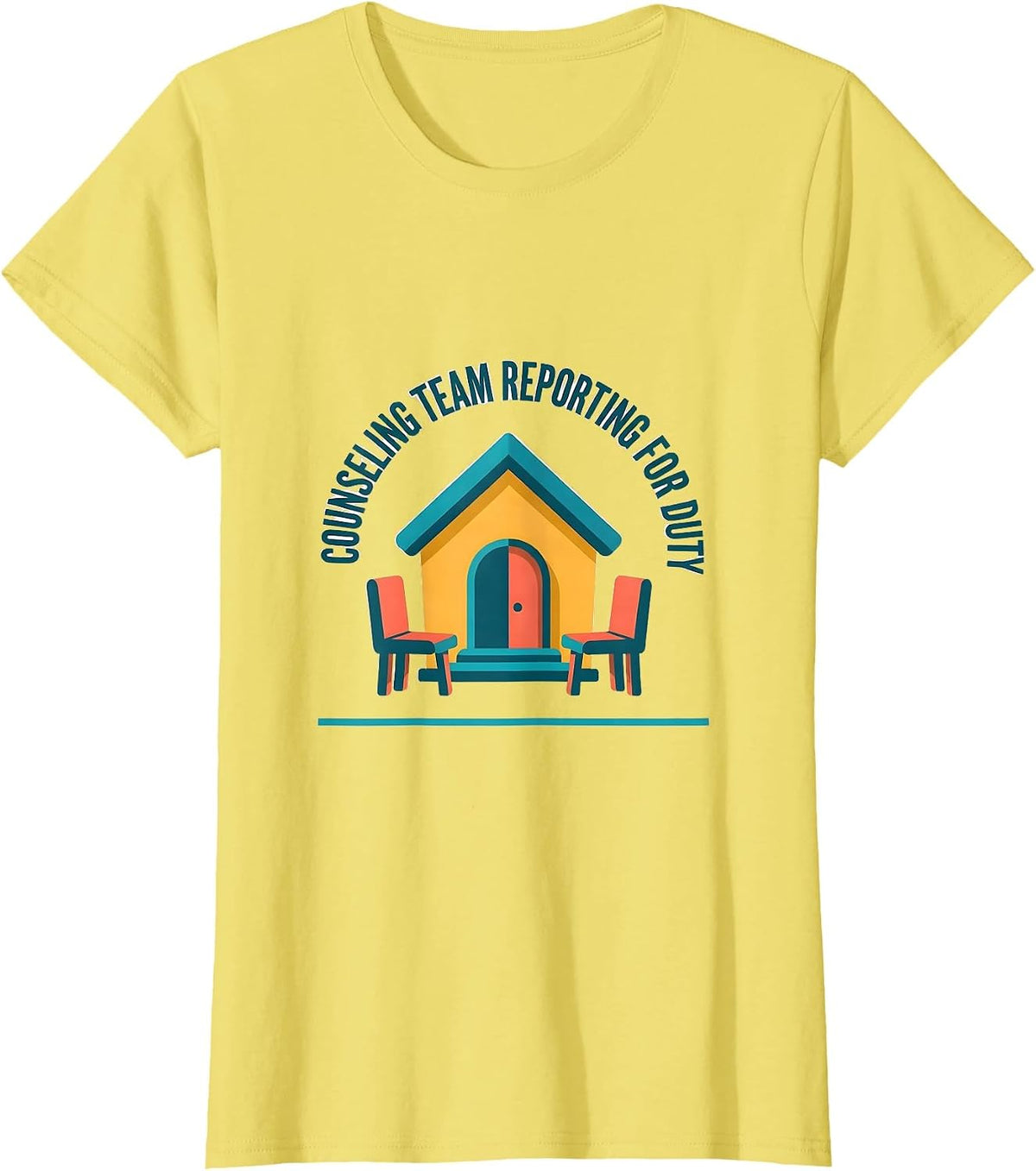 Counseling Team Reporting For Duty Groovy Retro School T-Shirt - Lemon Yellow