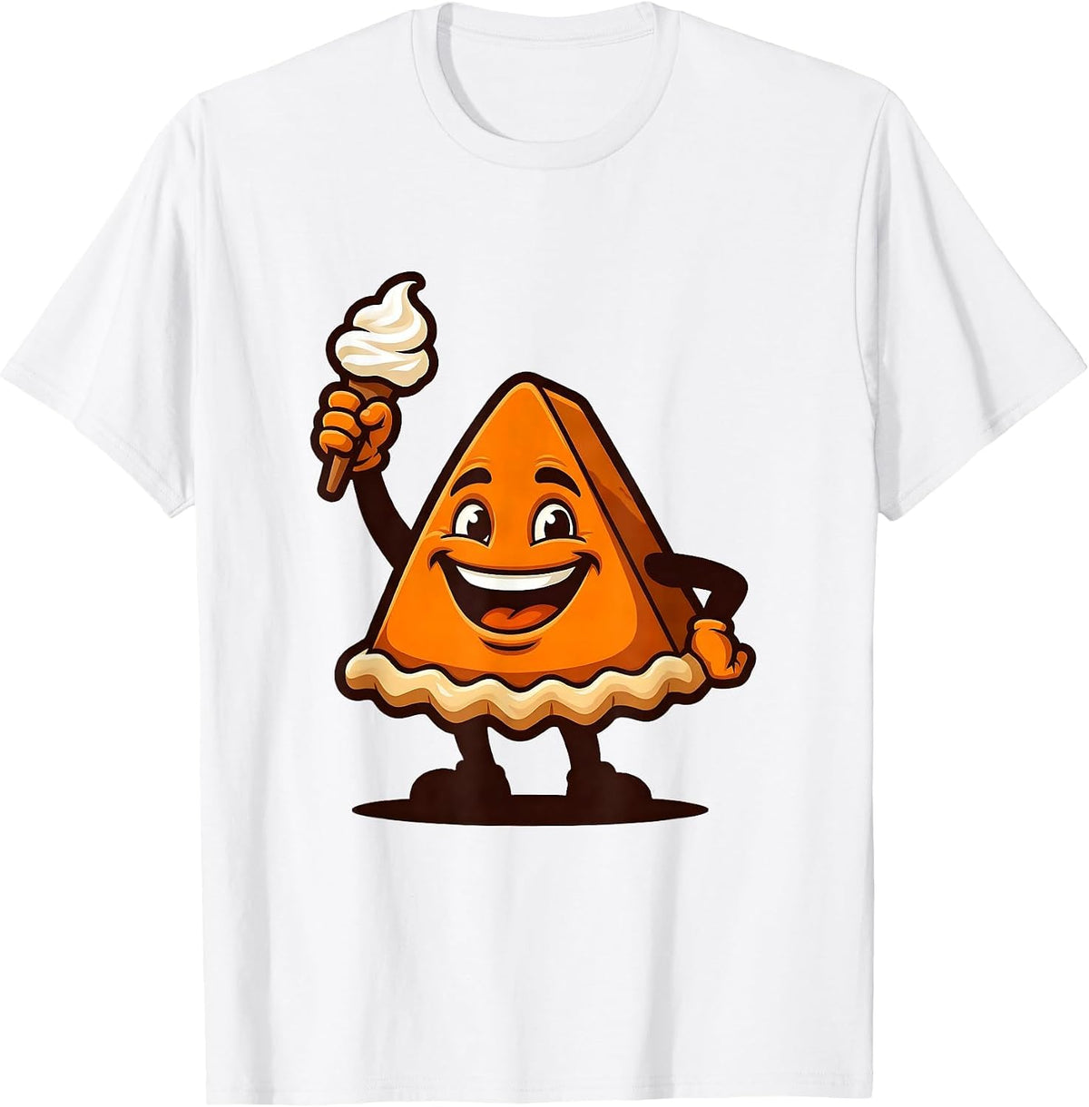 Men's Pumpkin Pie Wedge Mascot Funny Thanksgiving T-Shirt - White