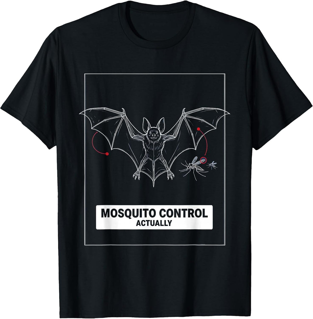 Men's Mosquito Control, Actually Funny Bat Lover Halloween Humor T-Shirt - Black